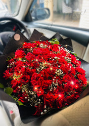 Red Rose Fairy Light Bouquet | BCG-136