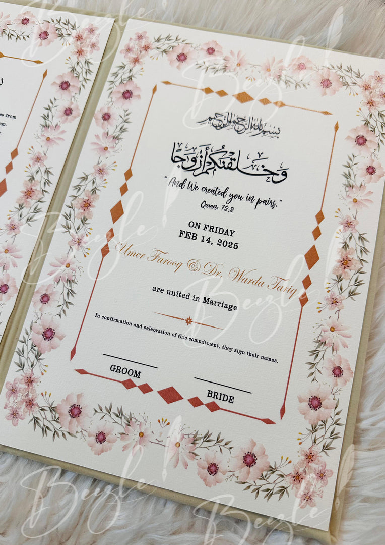 White Floral Nikkah Booklet | NB-043