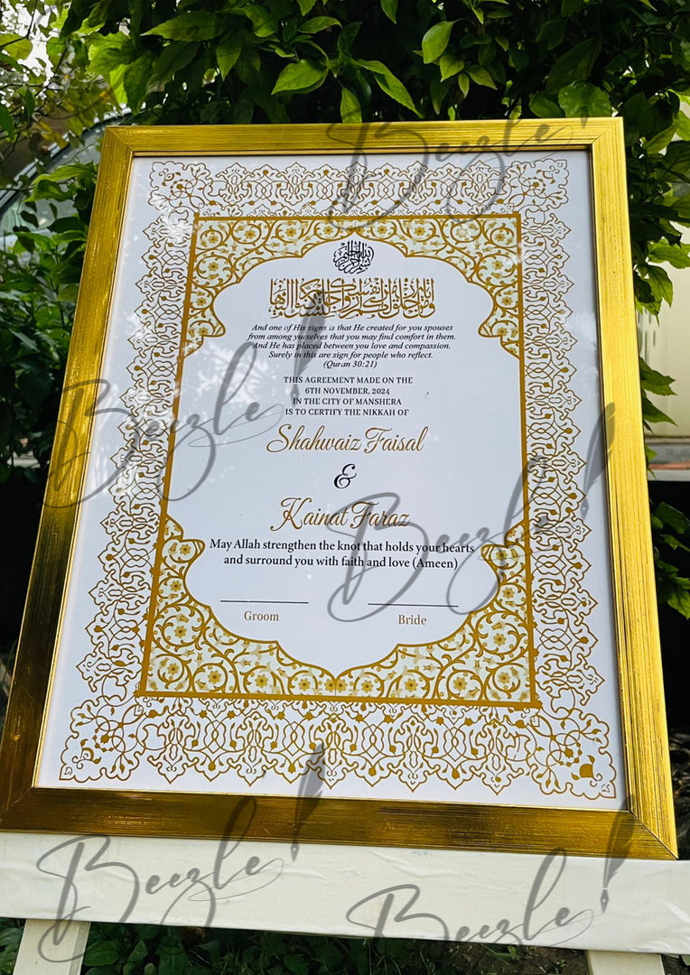 The Luxury Nikah Certificate with Golden Attractive Design | NC-168