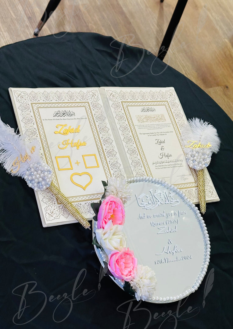 Nikkah Booklet, Two Nikkah Pen and Attractive Nikkah Tray