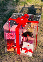 Load image into Gallery viewer, Luxury Acrylic Gift Box with a Red Ribbon &amp; Pearl Elegance | GBO-030
