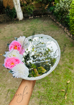 Load image into Gallery viewer, The Beautiful Nikkah Tray Decorated With Two White &amp; Pink Flowers &amp; Pearl | NT-012
