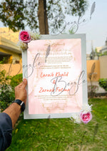 Load image into Gallery viewer, Customized Floral Nikah Certificate With Name &amp; Beautiful Two Pink Flowers | FNC-002
