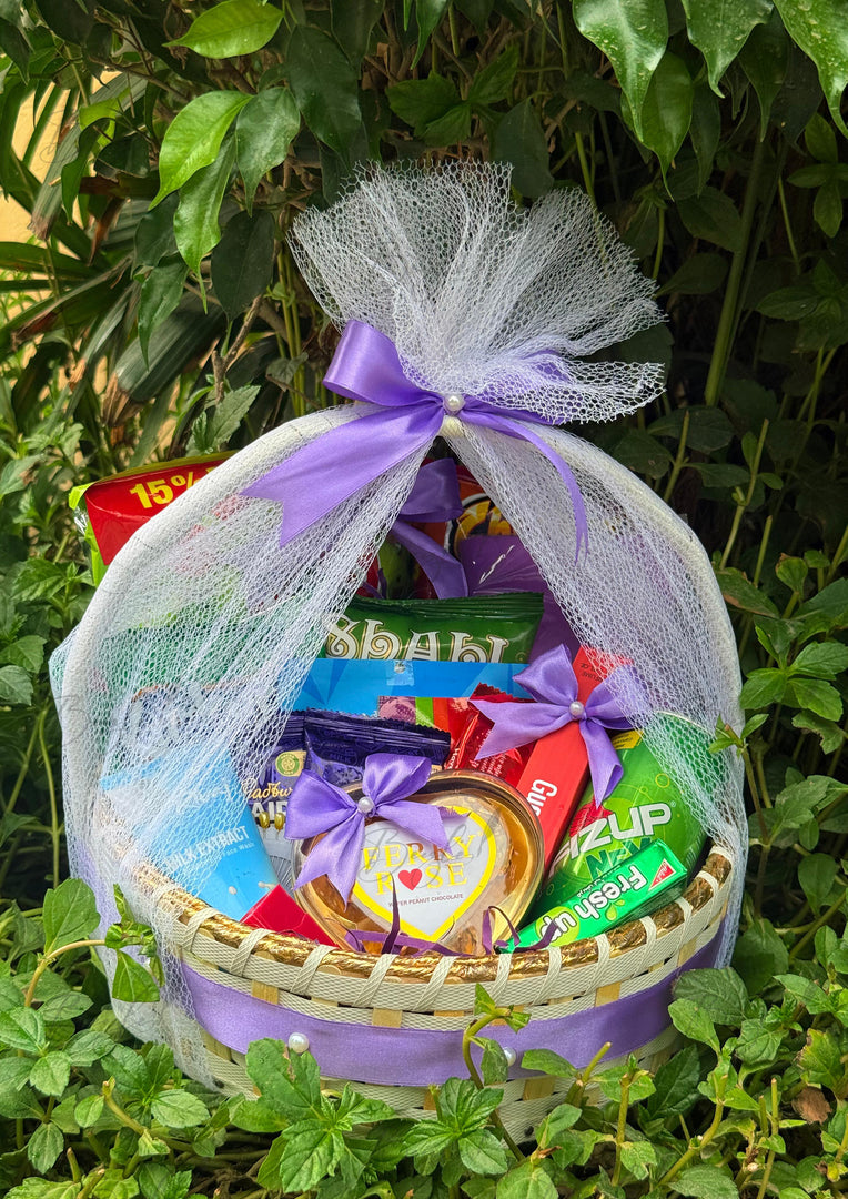 Purple Theme Snack Basket with Chocolates & Treats | GB-176