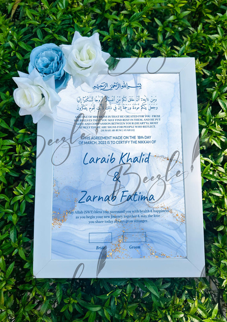 Floral Nikah Certificate With Three Beautiful Flowers | FNC-006