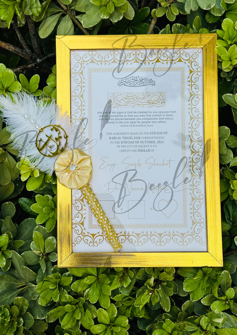 Luxury Nikah Certificate With Beautiful Nikah Pen