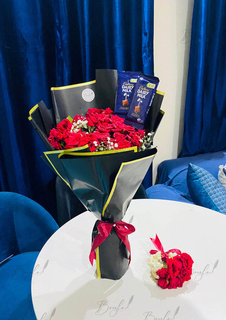 Red Roses & Dairy Milk Bouquet Gift | GDEL-138