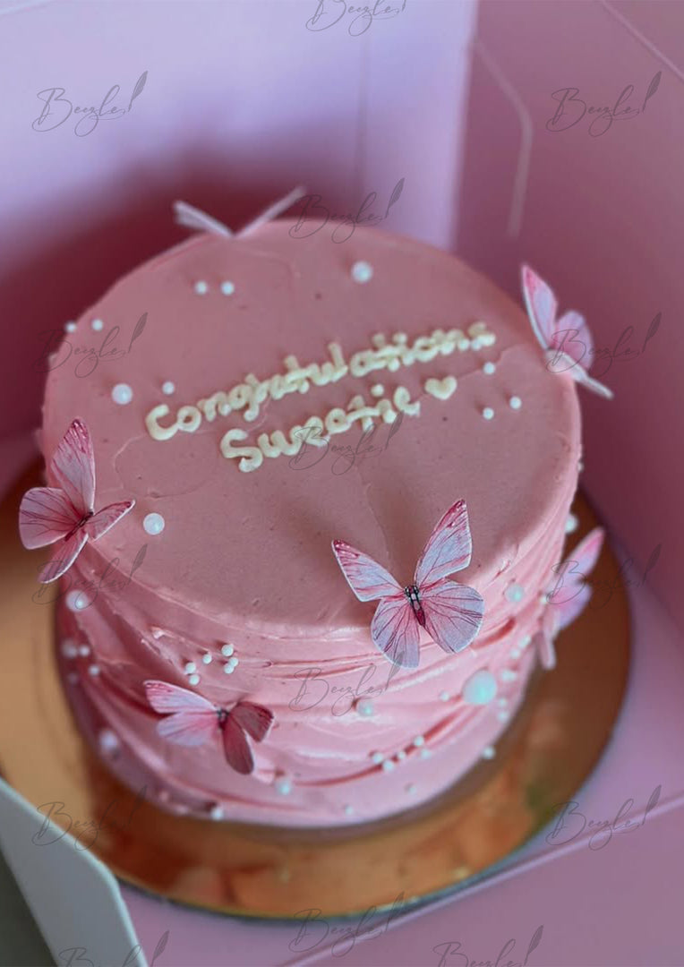 Butterfly Pink Celebration Cake| GC-147