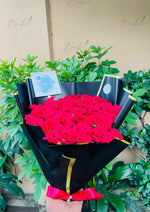 Load image into Gallery viewer, Red Roses in Black Wrapping – Birthday Bouquet | BCG-165
