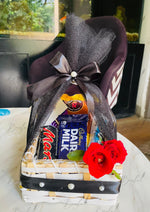 Load image into Gallery viewer, Chocolate Gift Basket – Black Wrap with Red Roses | GB-189
