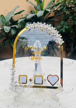 Load image into Gallery viewer, Nikkah Acrylic Thumb Board Decorated With Crystal Flowers | NAF-021