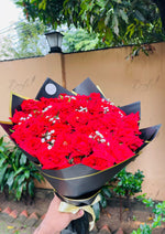 Load image into Gallery viewer, Red Rose Bouquet with Black Wrap | BCG-160
