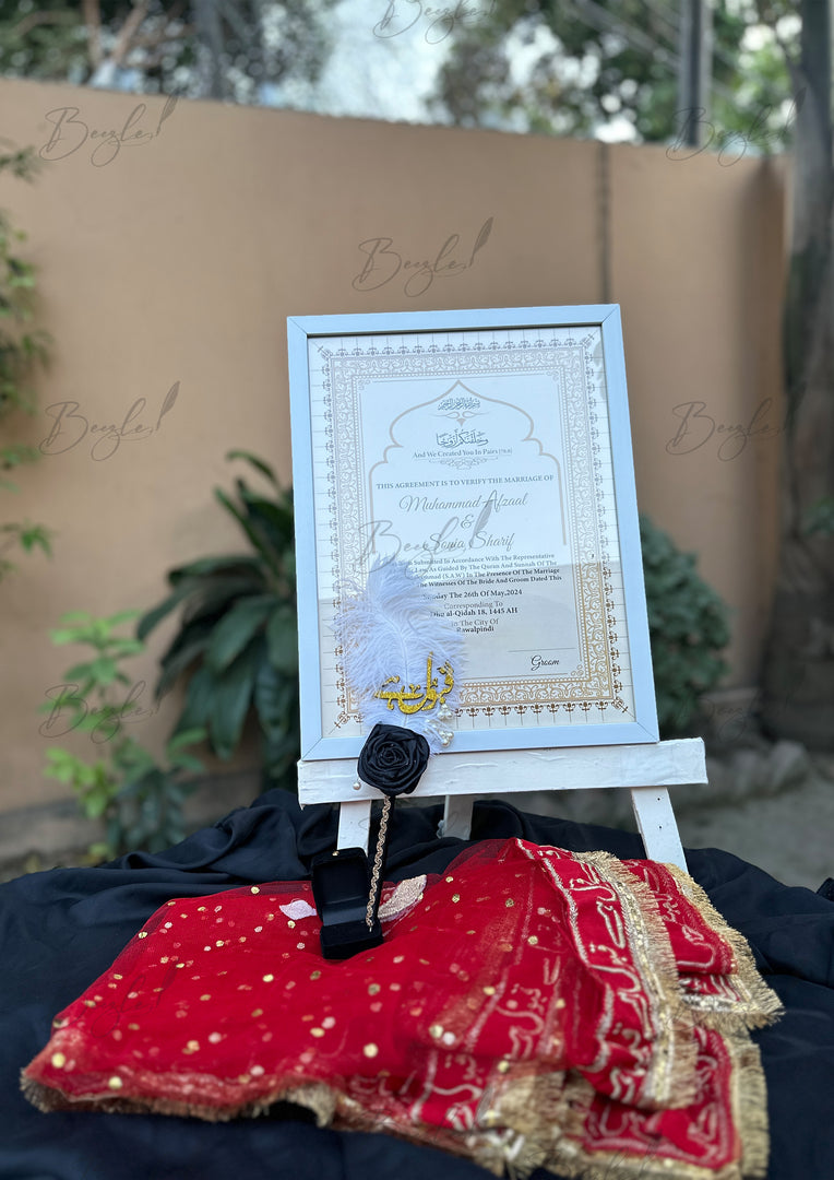 Get Perfect Deal Attractive Nikah Frame, Nikah Pen, Nikkah Duppata | DEL-025