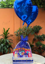 Load image into Gallery viewer, Blue Gift Basket with Heart Balloons | GB-178
