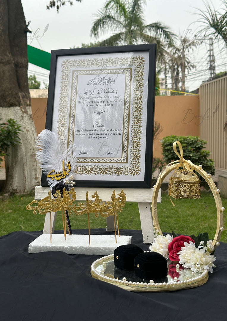 Deal With Nikah Certificate, Qubool Hai Topper, Ring Box and Beautiful Nikkah Tray | DEL-023
