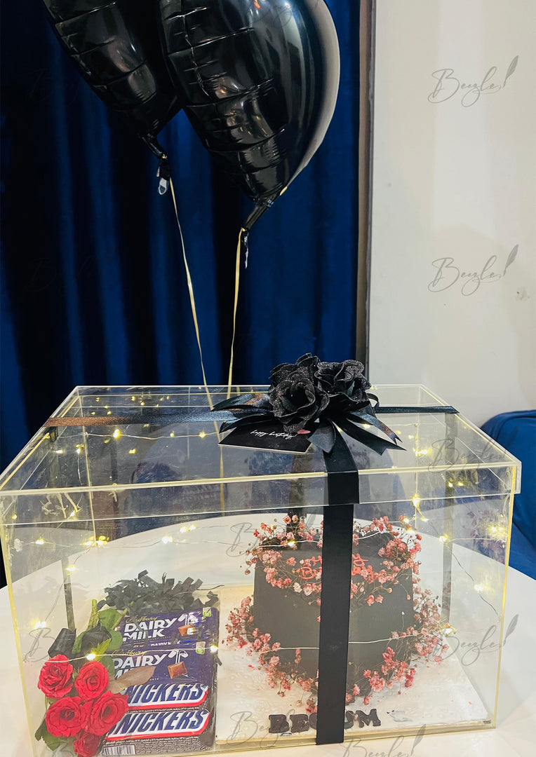 Black Cake Gift Box with Snickers & Dairy Milk | GDEL-169