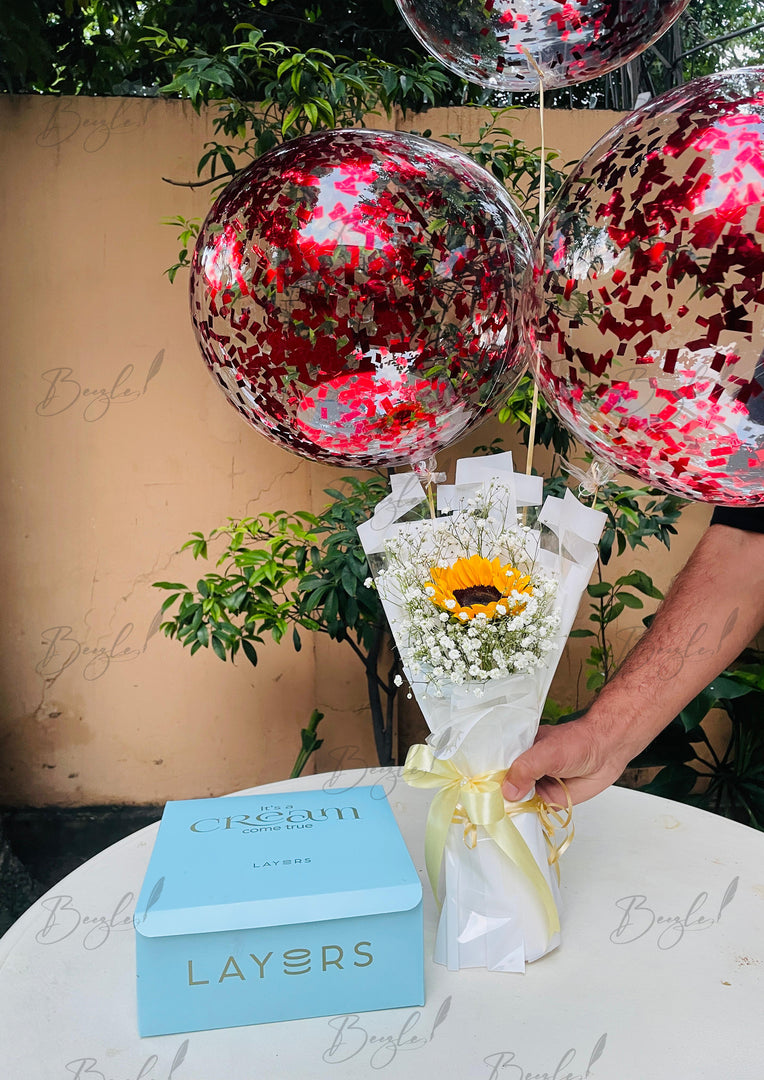 Layers Cake with Sunflower Bouquet GDEL-175