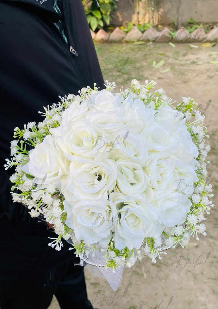Pure White Roses Bouquet | BCG-239