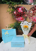 Load image into Gallery viewer, Layers Cake with Sunflower Bouquet GDEL-175