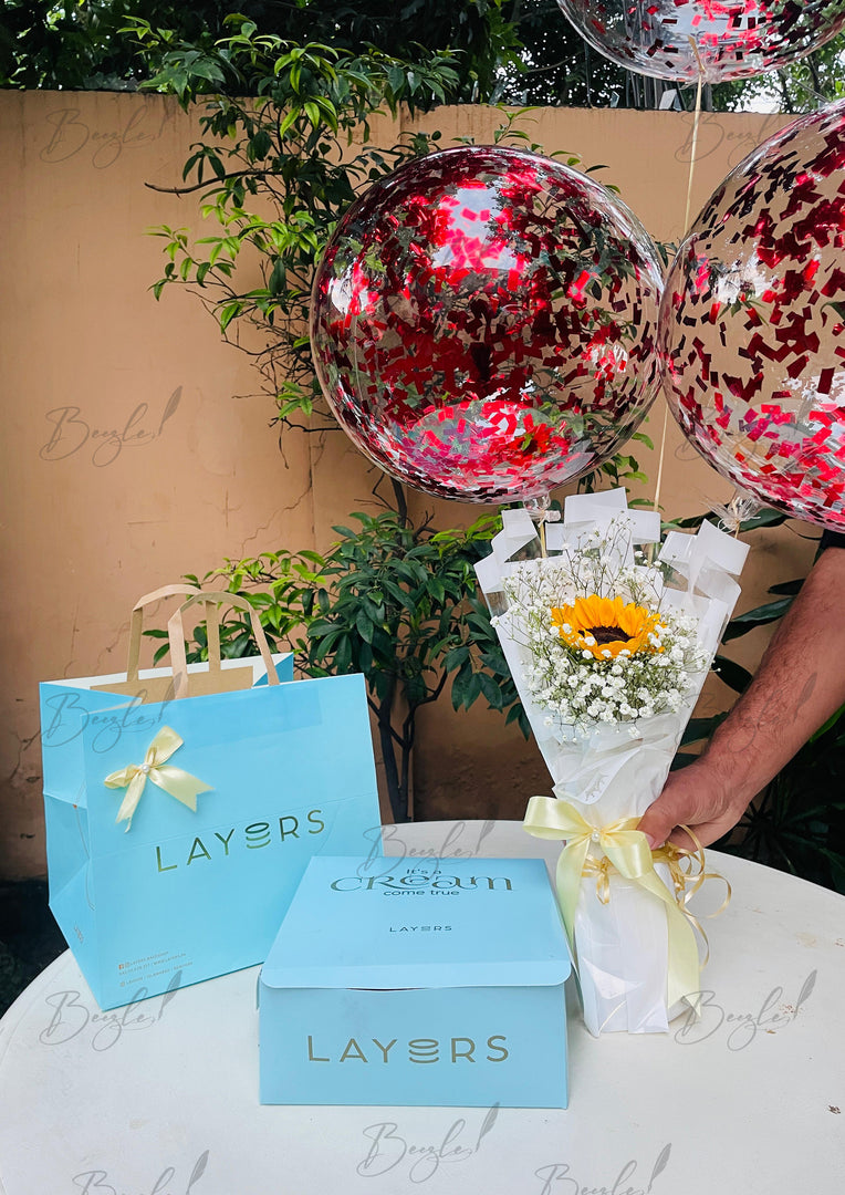 Layers Cake with Sunflower Bouquet GDEL-175