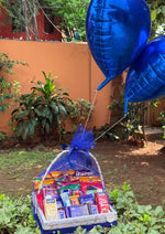 Load image into Gallery viewer, Blue Gift Basket with Heart Balloons | GB-178
