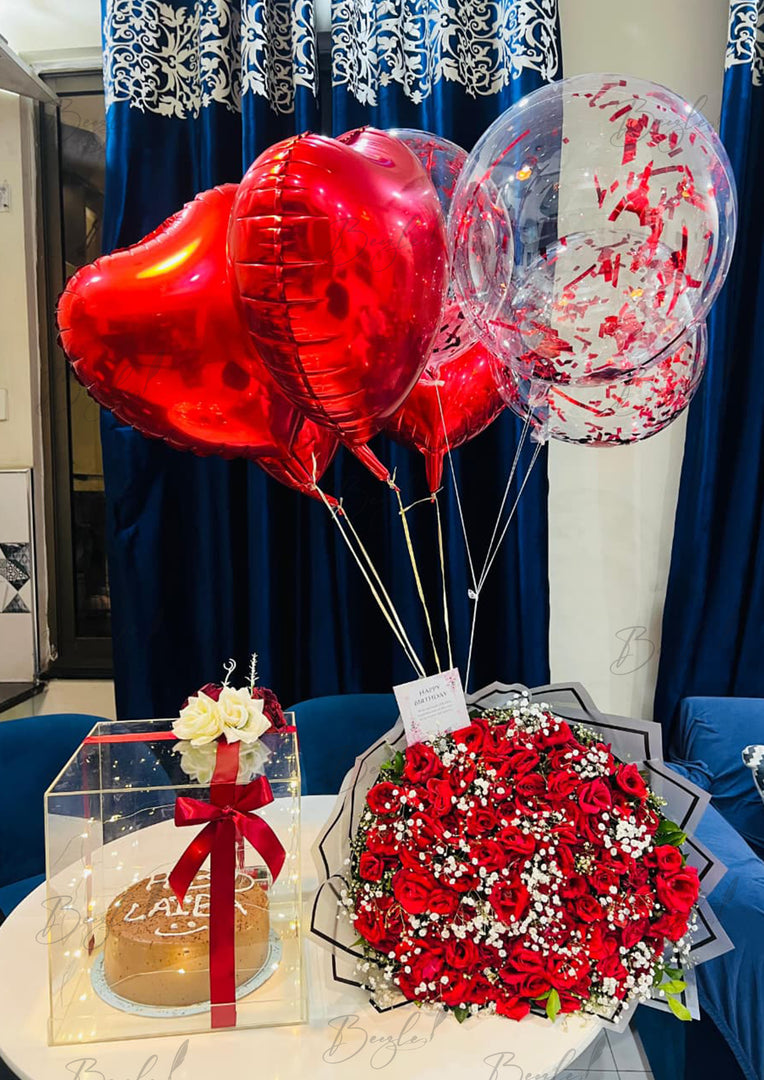 Romantic Rose Box with Balloons | GDEL-122