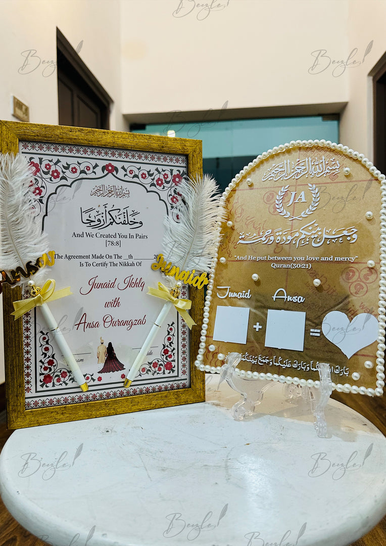 Get Nikah Deal With Luxury Nikah Certificate, Nikah Acrylic Thumb Board & Two Nikah Pens | DEL-028