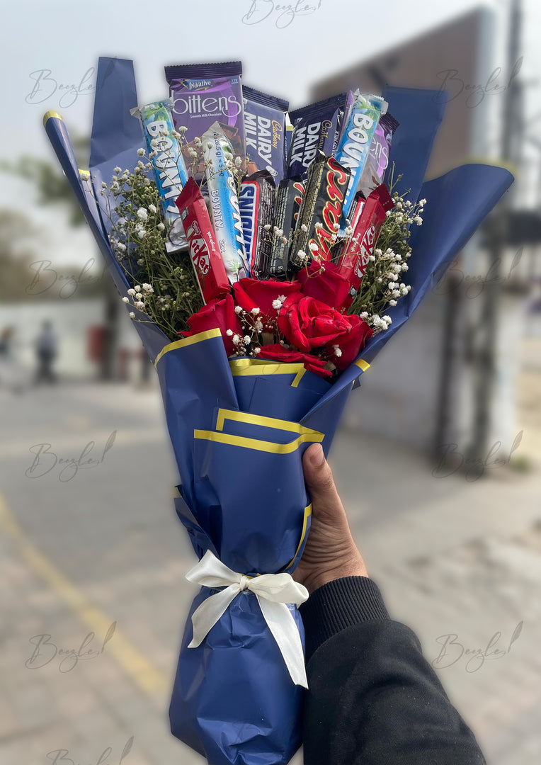 Luxury Chocolate & Blue Rose Bouquet | BCG-061