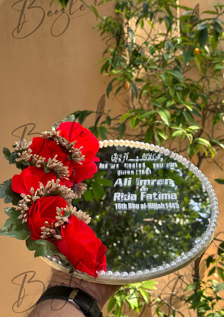 Nikkah Tray Decorated With Beautiful Red Flowers | NT-007