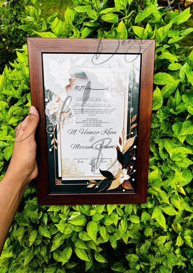 Nikah Certificate With Beautiful Leaves Design | NC-150