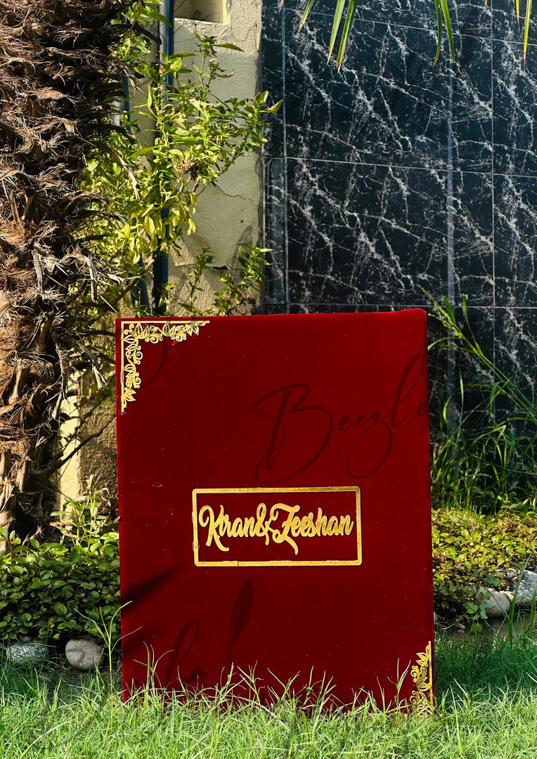 The Attractive Red Nikah Booklet With Customized Name | NB-015