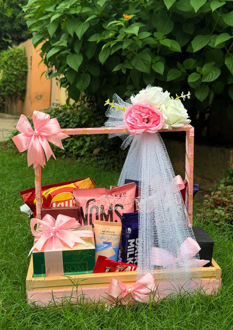 Pink Delight Basket with Chocolates & Chips | GB-182