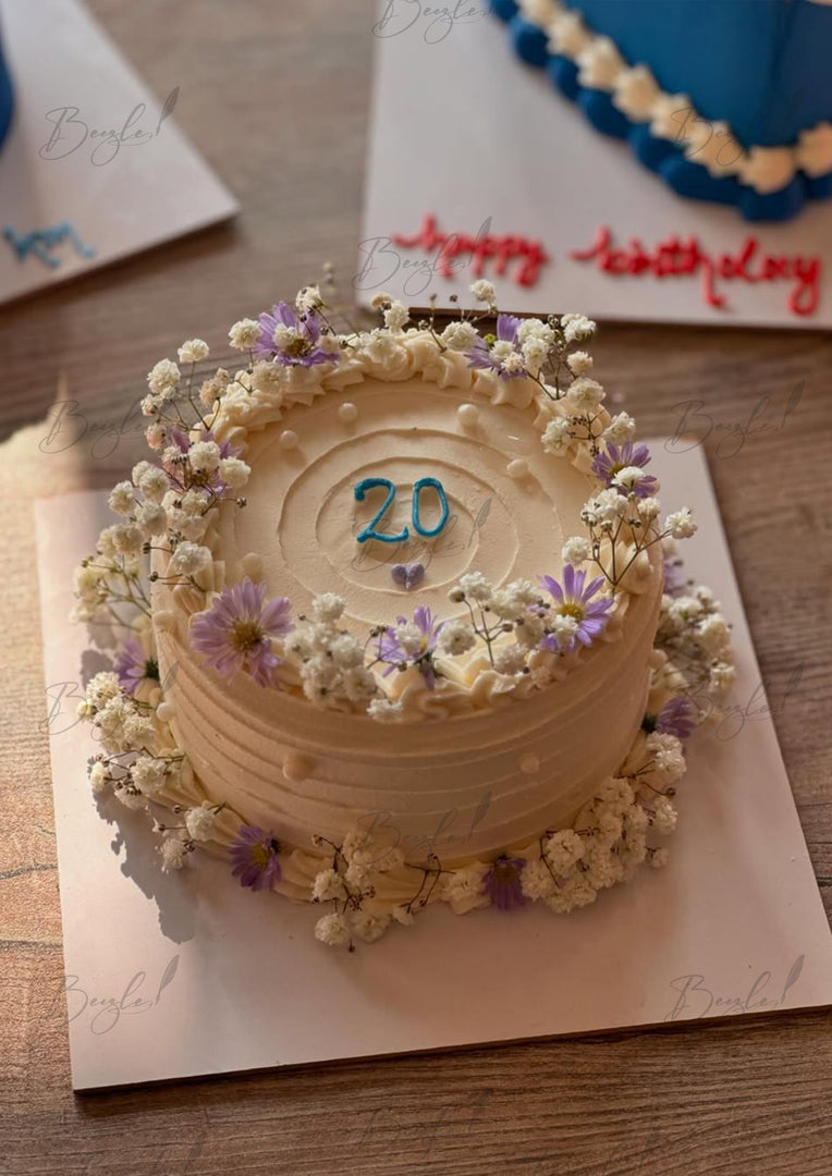 Cream Bloom Birthday Cake | GC-134