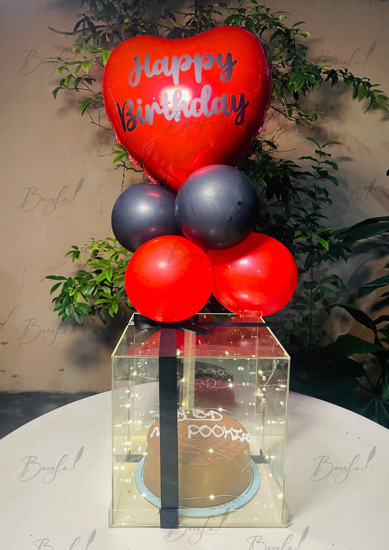 Birthday Cake Box with Lights & Heart Balloon | CB-005