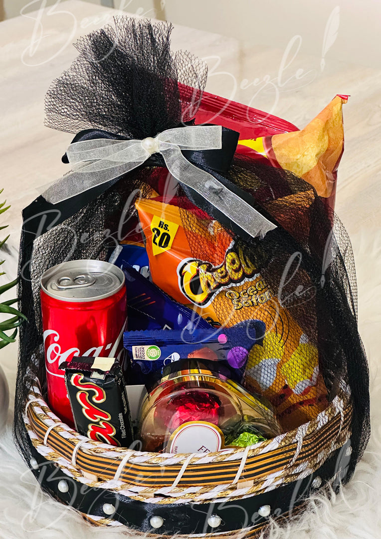 Black Themed Birthday Gift Basket | GB-037