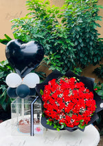 Load image into Gallery viewer, Red Rose Bouquet &amp; Cake Balloon Gift Combo | GDEL-114
