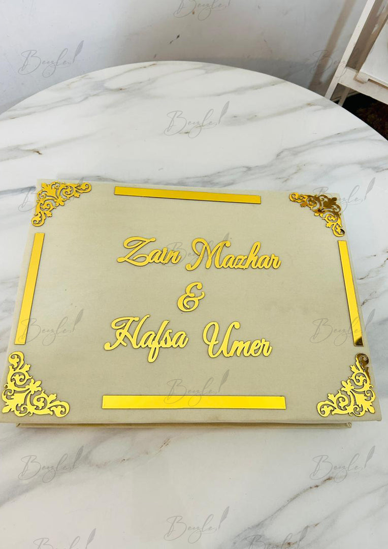 The Attractive White Booklet Box with Golden Details | BOX-004