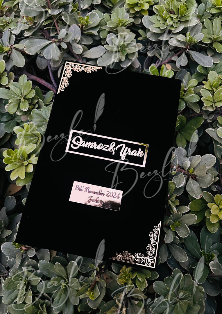 The Customized Black Nikah Booklet with Customized Name | NB-028