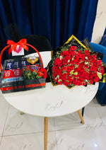 Load image into Gallery viewer, Chocolate Basket and Red Rose Bouquet Gift | GDEL-104
