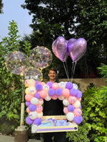 Load image into Gallery viewer, Lavender and pink balloon birthday gift arrangement