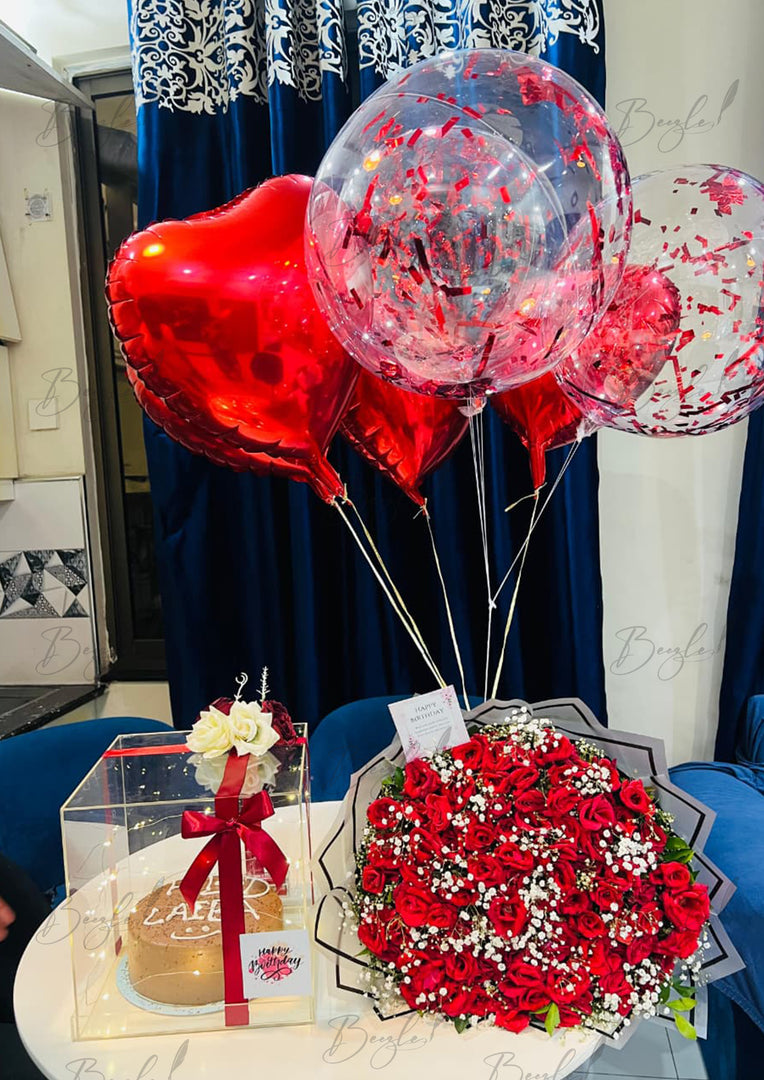 Romantic Rose Box with Balloons | GDEL-122