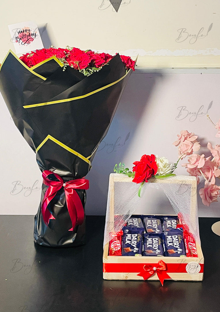 Rose Bouquet with Dairy Milk Gift Box | GDEL-145