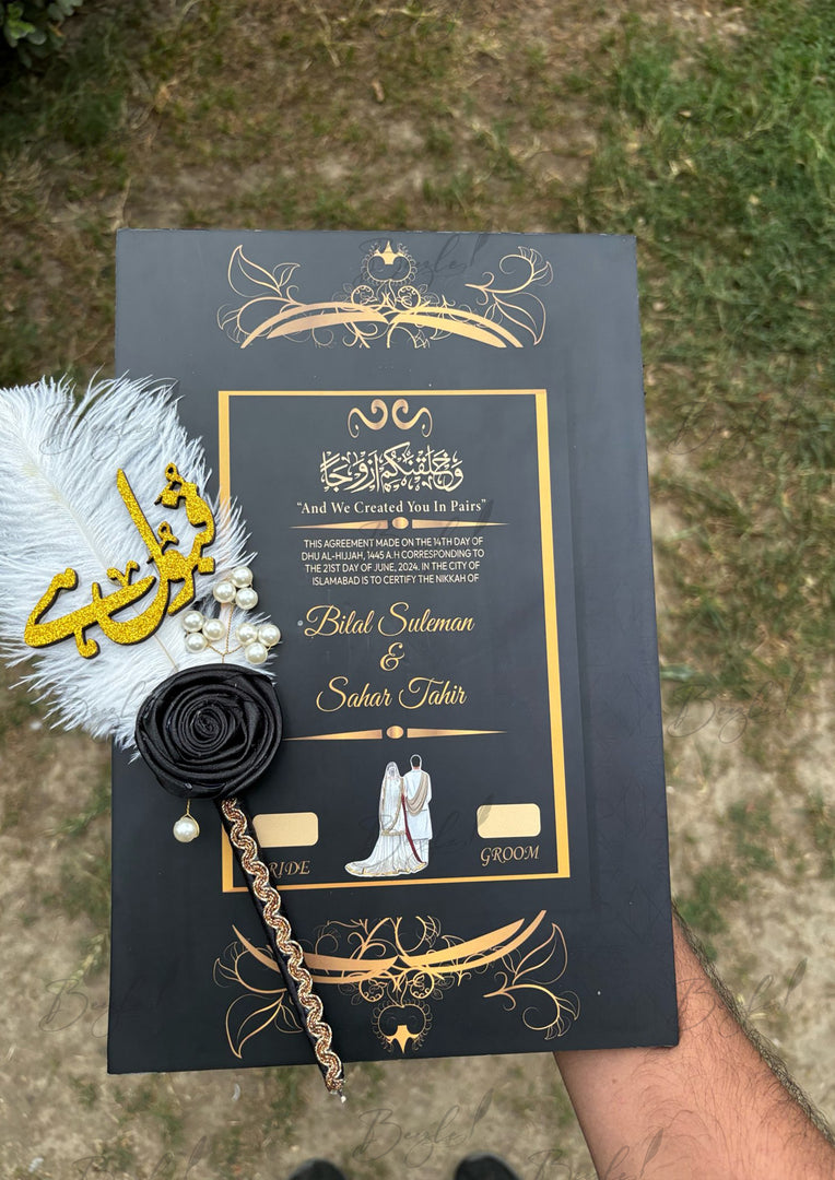 The Best Deal With Wooden Tile Nikah Certificate and Beautiful Qubool Hai Nikah Pen | DEL-031
