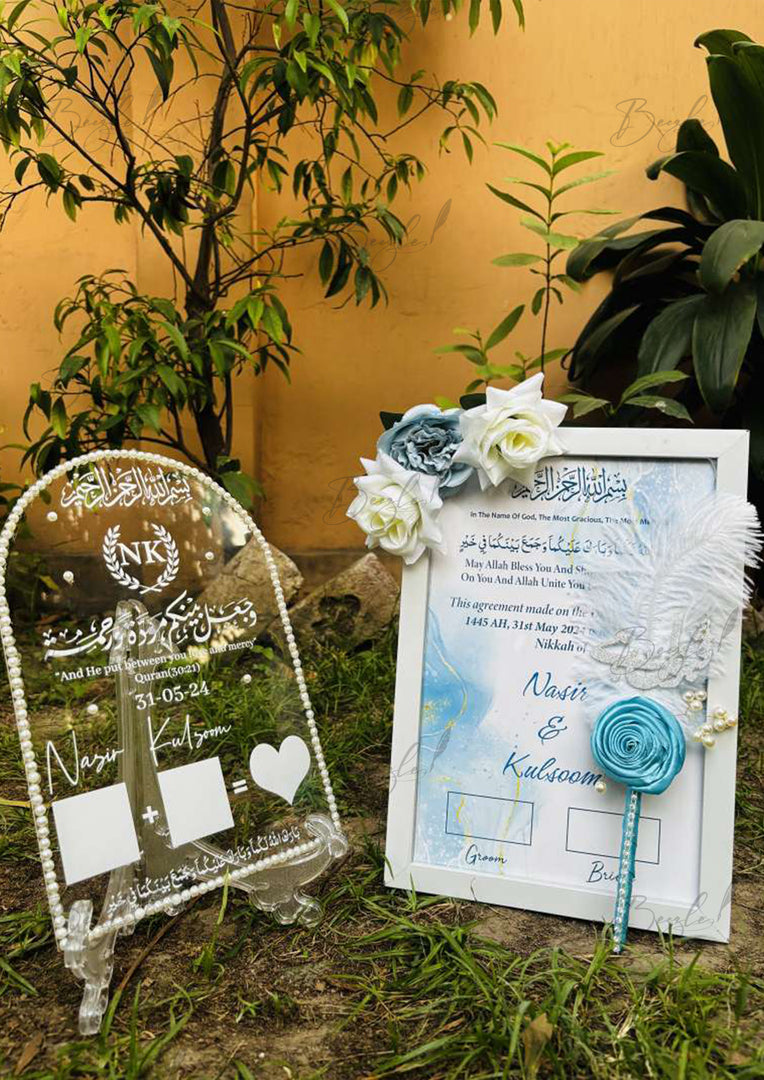 Get Perfect Deal Attractive Nikah Frame, Nikah Pen and Nikah Acrylic Thumb Board  | DEL-030