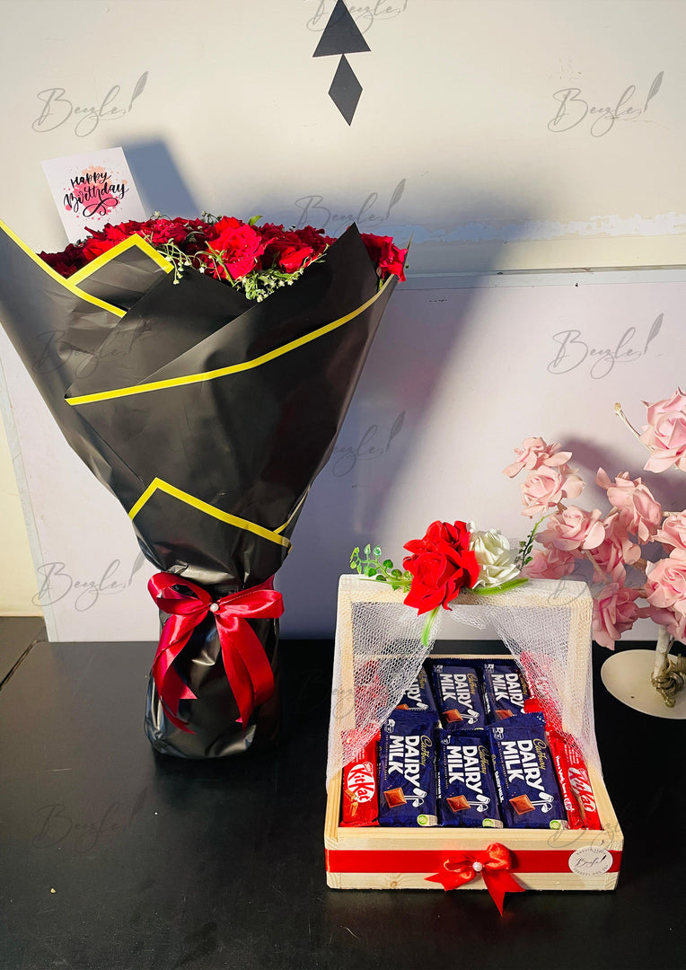 Rose Bouquet with Dairy Milk Gift Box | GDEL-145