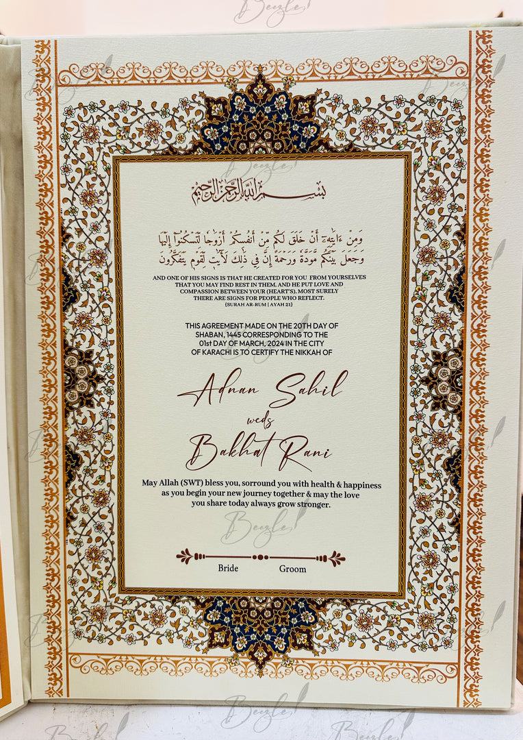 The Beautiful Nikkah Booklet With Thumb Impression & Nikah Certificate | NB-011