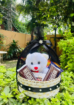 Load image into Gallery viewer, Black Teddy &amp; Chocolate Gift Basket | GB-135
