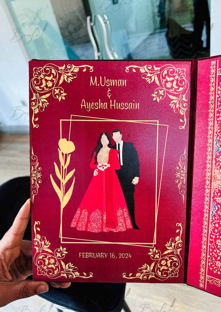 Personalized Red Nikah Booklet with Elegant Design | NB-010