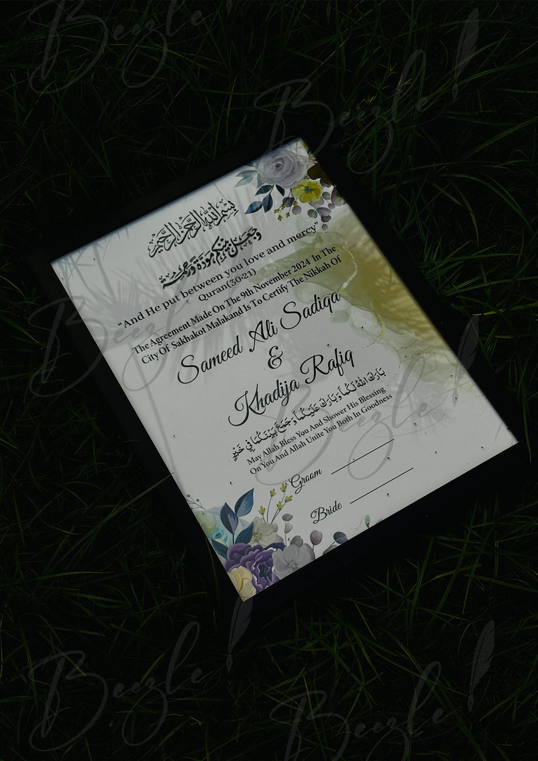 Nikah Certificate With Customized Name, Arabic Ayat, and Signature Line | NC-024