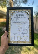 Load image into Gallery viewer, Nikah Certificate With Golden Border,Thumb Box and Signature Line | NC-071
